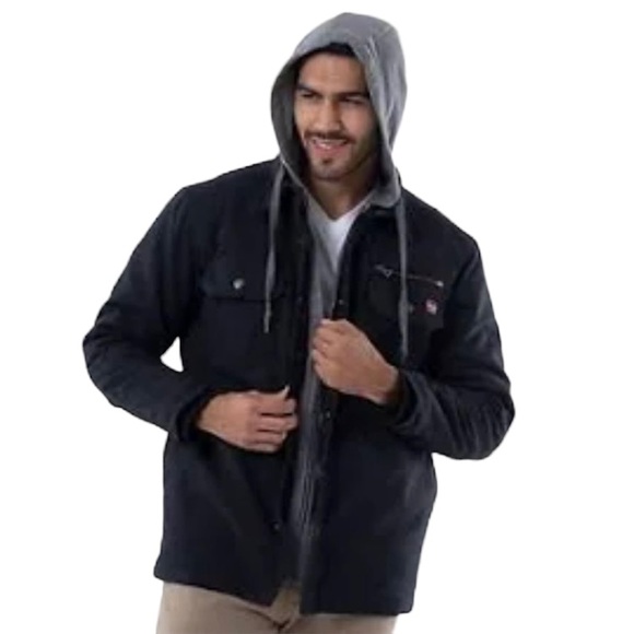 Wrangler Other - Wrangler Black Hooded Button Down Denim Shirt Jacket Size 2XL